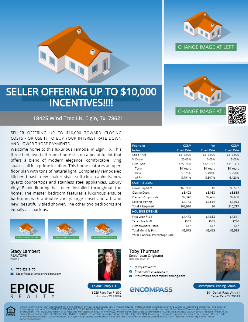 SELLER OFFERING UP TO $10,000 INCENTIVES!!!!